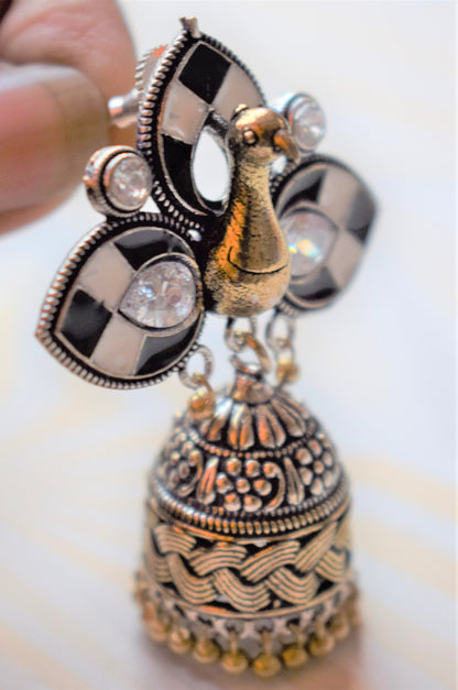Hand-Crafted Designer Meenakari Peacock 3D Earrings - GlitterGleam
