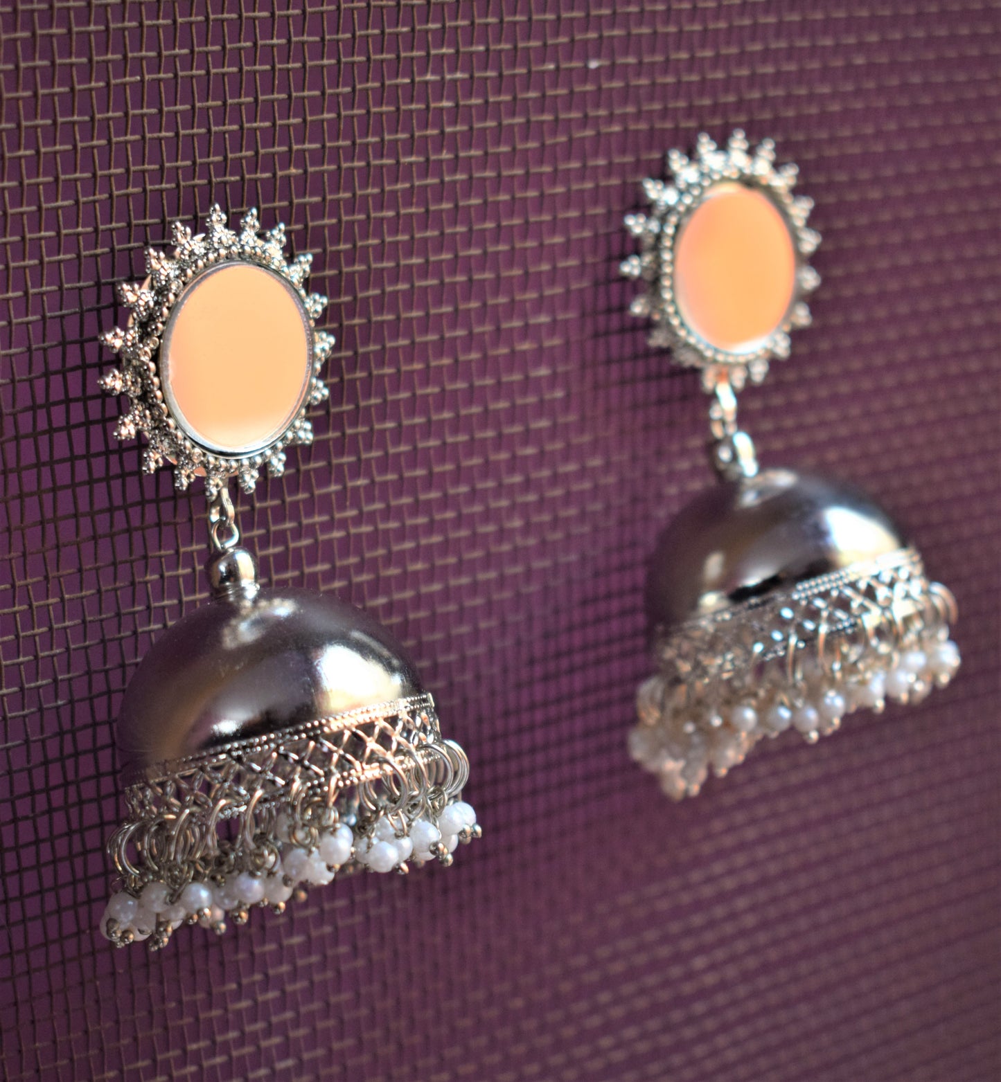 Chakra Mirror Jhumki - GlitterGleam