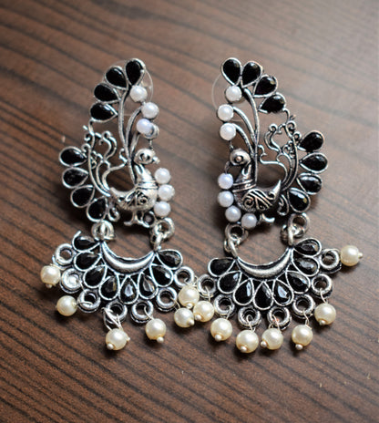 Gemstone and Pearl Silver Chandbalis - GlitterGleam