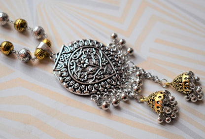 Designer German Silver Matar Mala Tassel Necklace - GlitterGleam