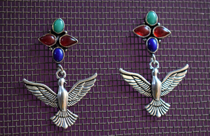 Pigeon Gemstone Floral Stud Earring - GlitterGleam