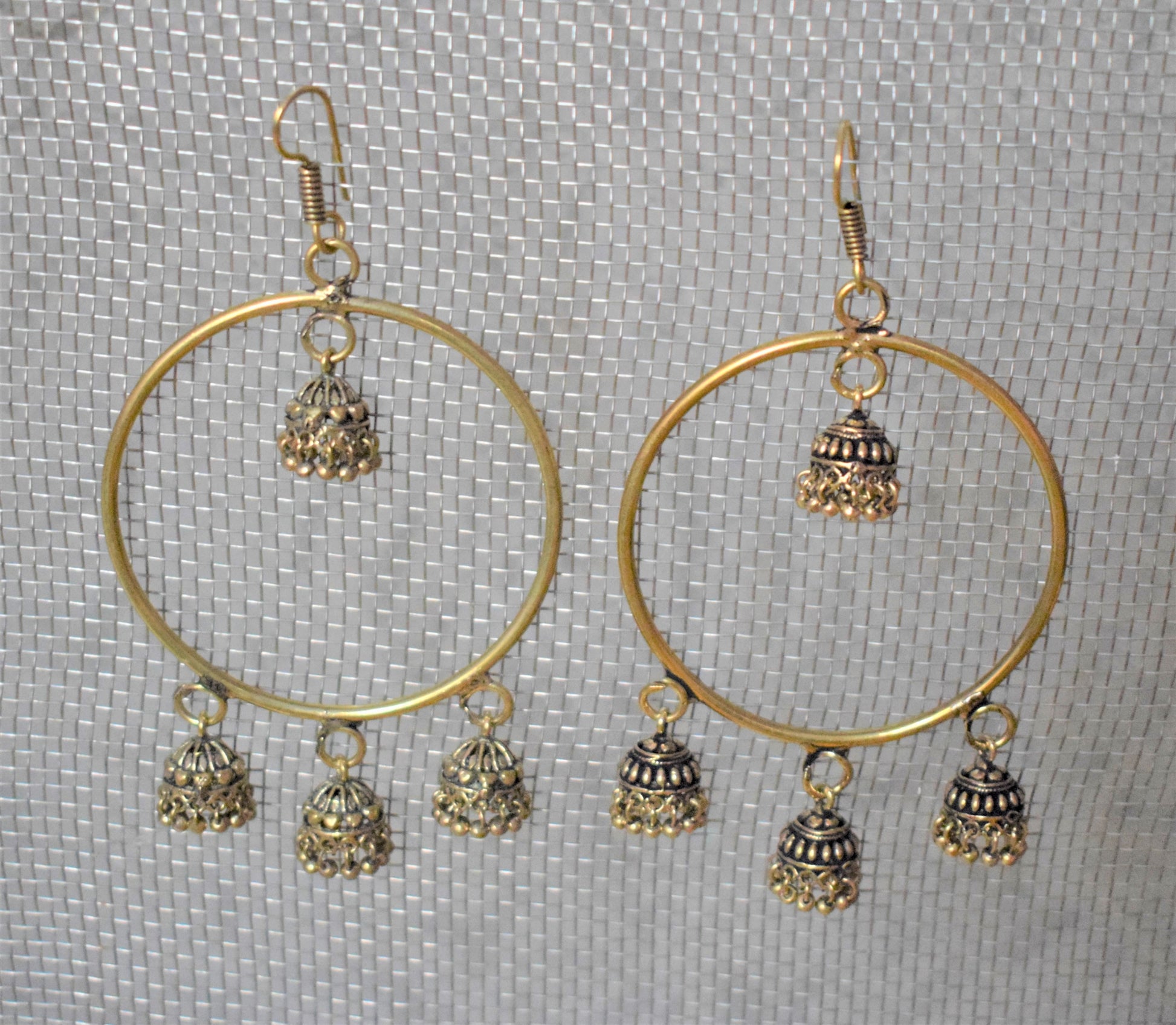 Gold Oxidised Jhumka Bali - GlitterGleam