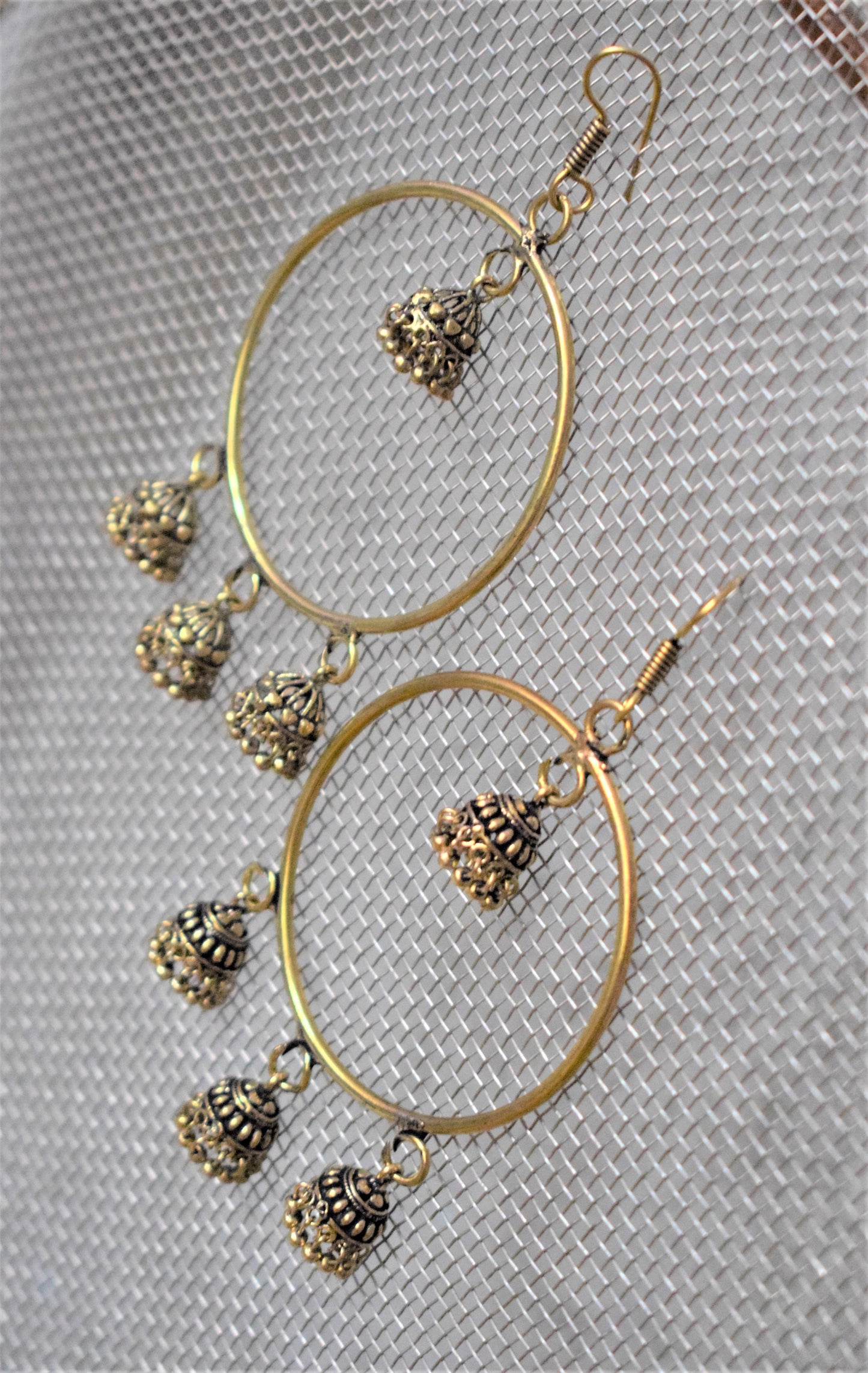 Gold Oxidised Jhumka Bali - GlitterGleam