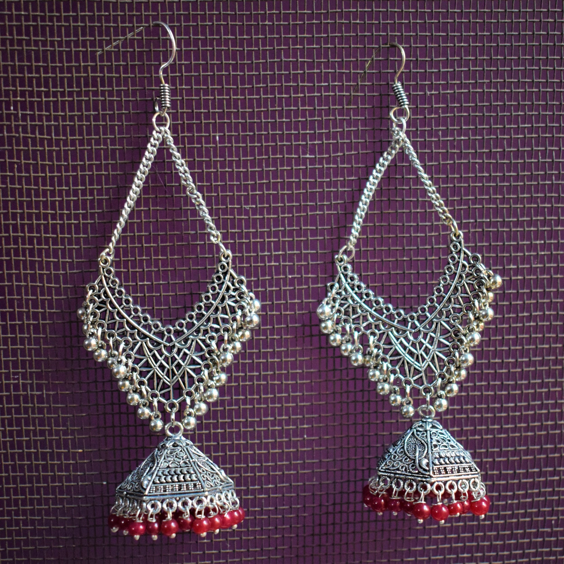 Hanging Chandbali Pyramid Jhumki - GlitterGleam