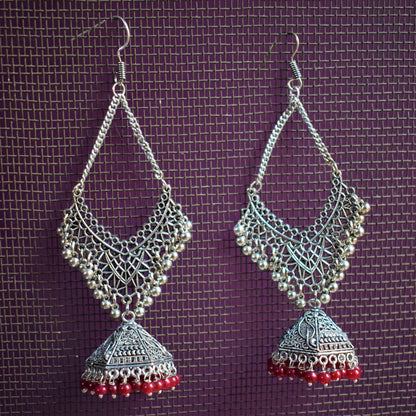 Hanging Chandbali Pyramid Jhumki - GlitterGleam
