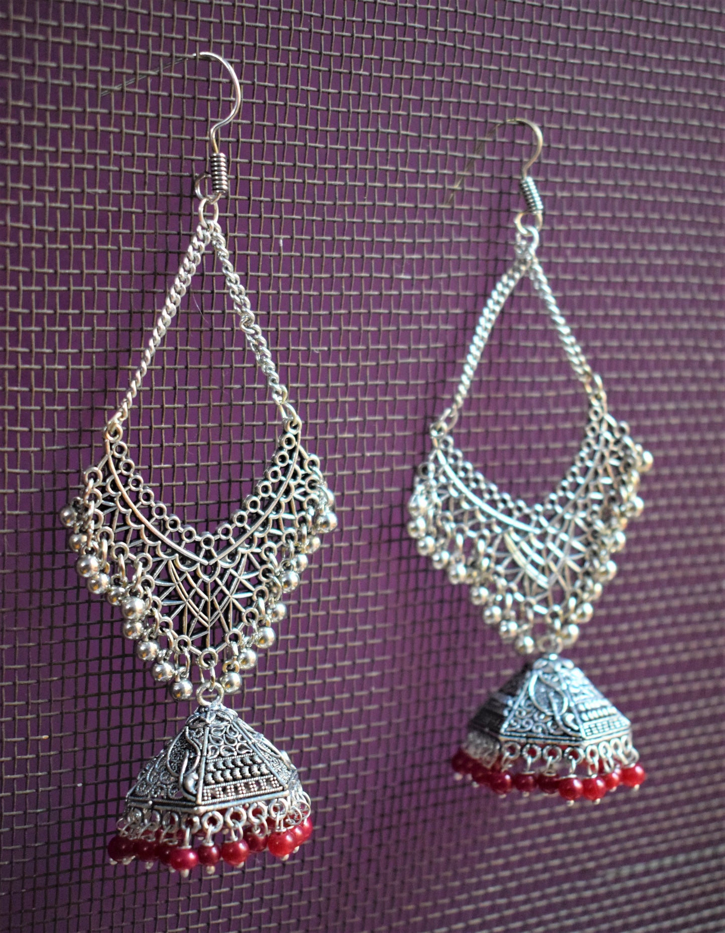 Hanging Chandbali Pyramid Jhumki - GlitterGleam