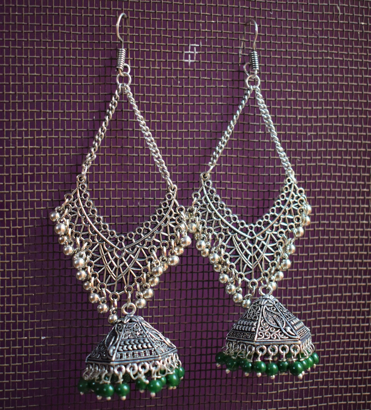 Hanging Chandbali Pyramid Jhumki - GlitterGleam