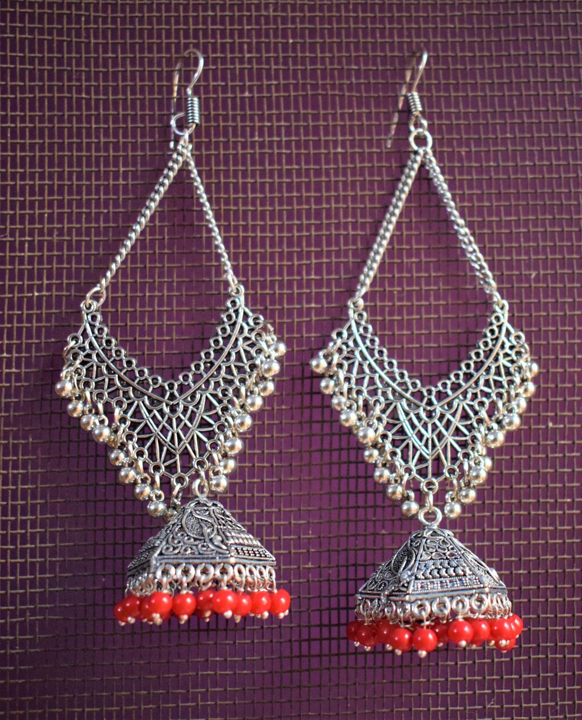 Hanging Chandbali Pyramid Jhumki - GlitterGleam