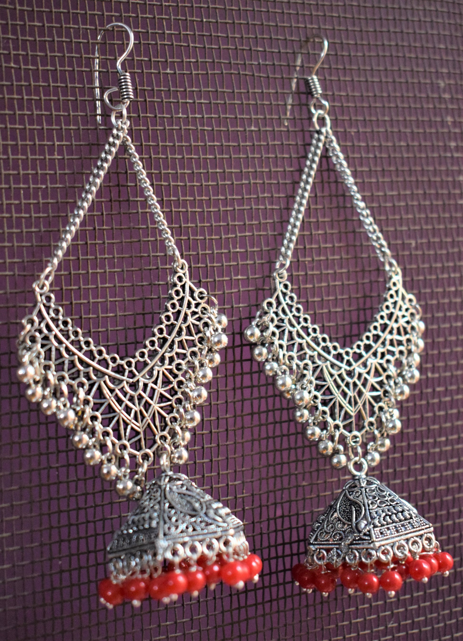 Hanging Chandbali Pyramid Jhumki - GlitterGleam