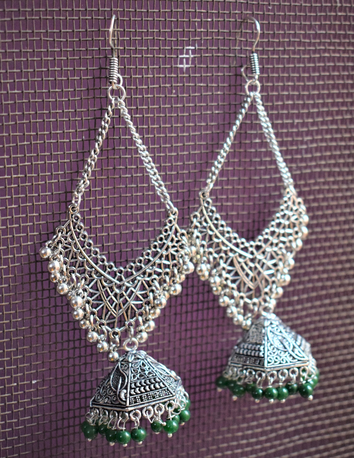 Hanging Chandbali Pyramid Jhumki - GlitterGleam