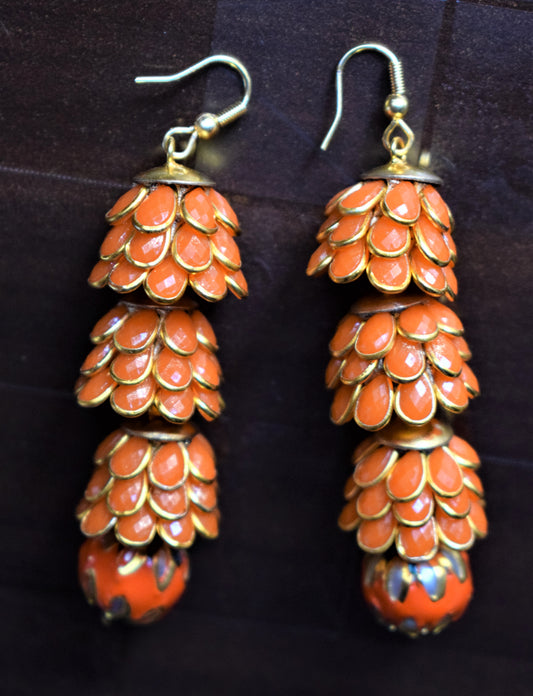 Long Polki Layered Jhumki Earrings - GlitterGleam