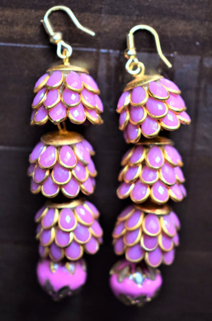 Long Polki Layered Jhumki Earrings - GlitterGleam