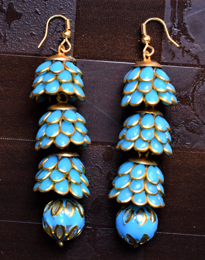 Long Polki Layered Jhumki Earrings - GlitterGleam