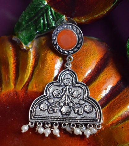 German Silver Gemstone Chattri Earring - GlitterGleam