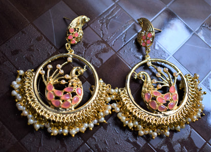 Designer Peacock Pearl Chandbali - GlitterGleam