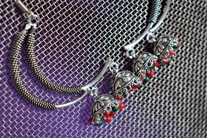 Moon Arc Danglers with Carved Jhumki - GlitterGleam