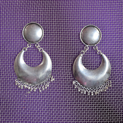 Brass Tribal Smooth Chandbali Stud Earrings - GlitterGleam