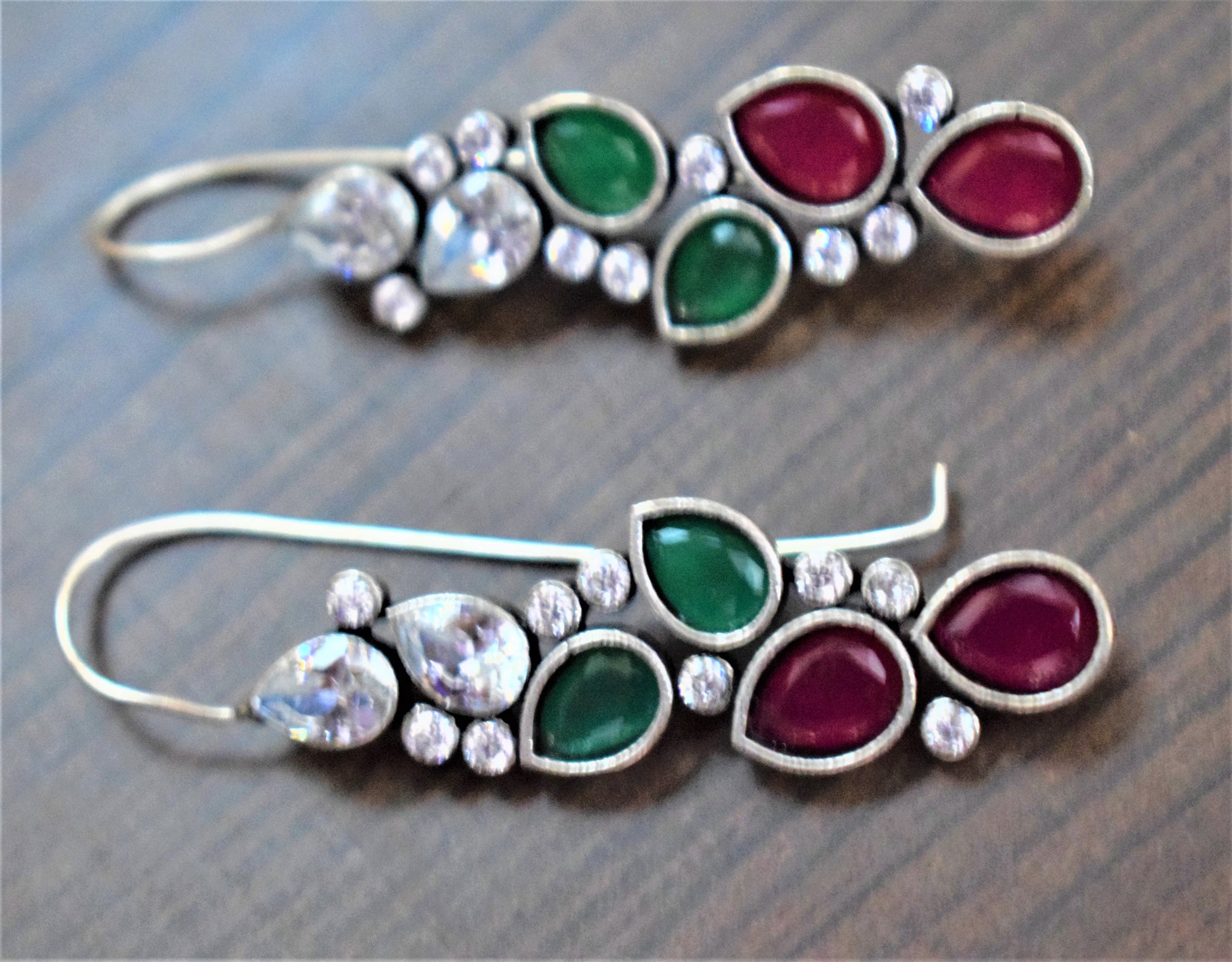 Crystal and Gemstone Tulip Hook Earrings - GlitterGleam