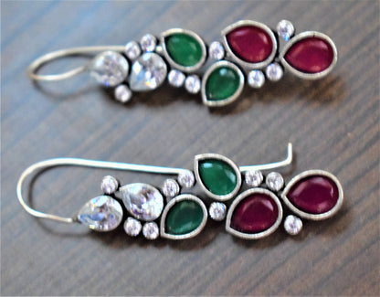Crystal and Gemstone Tulip Hook Earrings - GlitterGleam