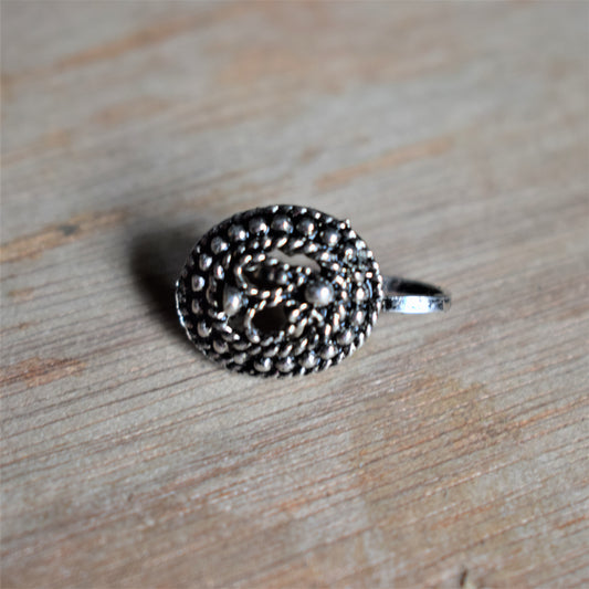 Silver Oxidized Butterfly Oval Tribal Nose Push Pin - GlitterGleam