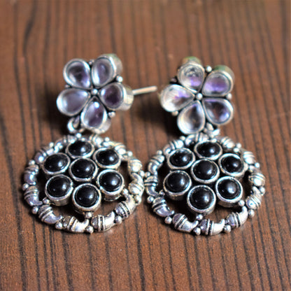 Floral Web Crystal German Silver Earrings - GlitterGleam