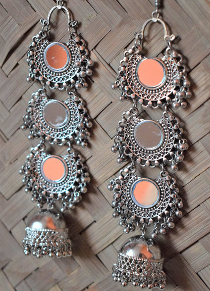 Layered Mirror Chandbali with Jhumka - GlitterGleam