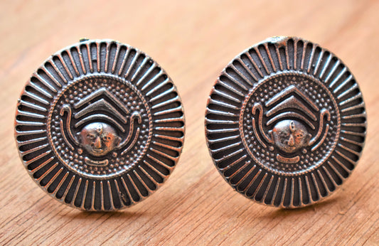 German Silver Durga Chakra Studs - GlitterGleam