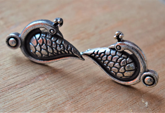 German Silver Peacock Studs - GlitterGleam