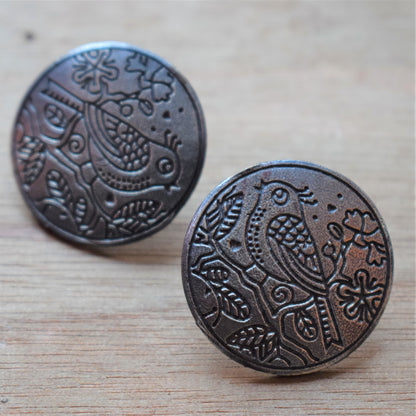 German Silver Parrot Studs - GlitterGleam
