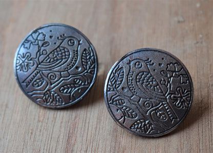 German Silver Parrot Studs - GlitterGleam