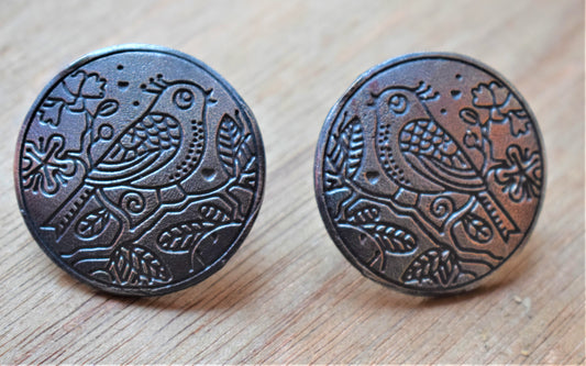 German Silver Parrot Studs - GlitterGleam