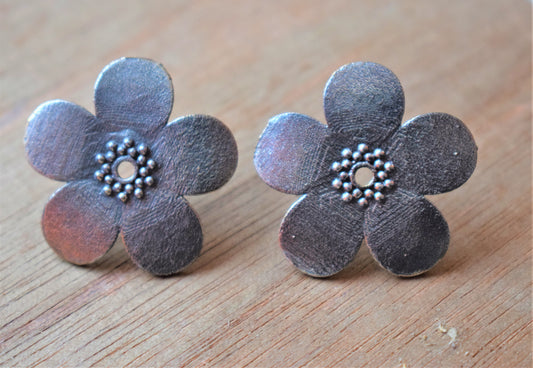 German Silver Floral Studs - GlitterGleam