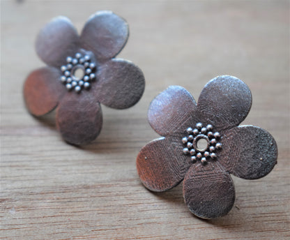 German Silver Floral Studs - GlitterGleam