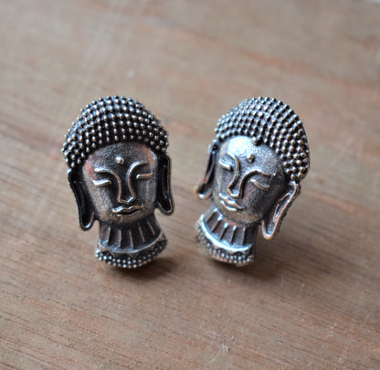 German Silver Buddha Studs - GlitterGleam