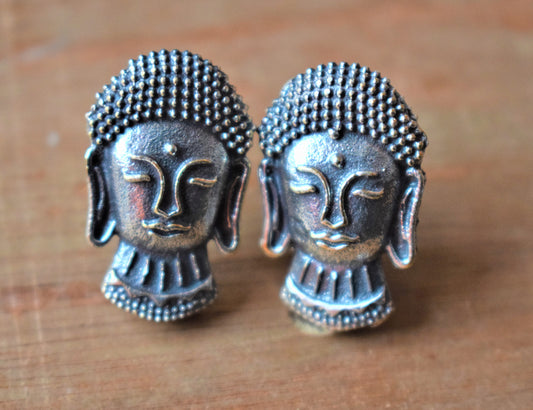 German Silver Buddha Studs - GlitterGleam