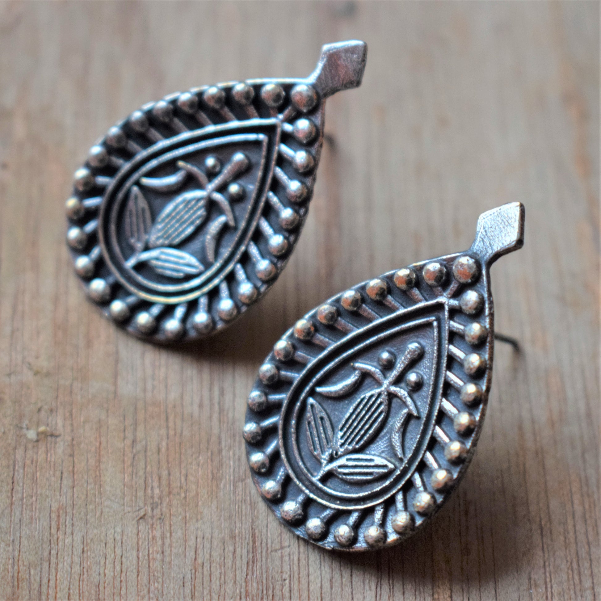 German Silver Antique Tribal Studs - GlitterGleam