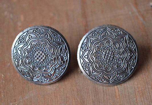 German Silver Flower Motif Studs - GlitterGleam