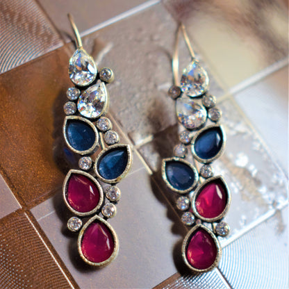 Crystal and Gemstone Tulip Hook Earrings - GlitterGleam