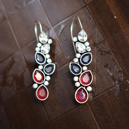 Crystal and Gemstone Tulip Hook Earrings - GlitterGleam