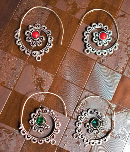 Silver Oxidised Spiral Earrings - GlitterGleam