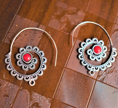 Silver Oxidised Spiral Earrings - GlitterGleam
