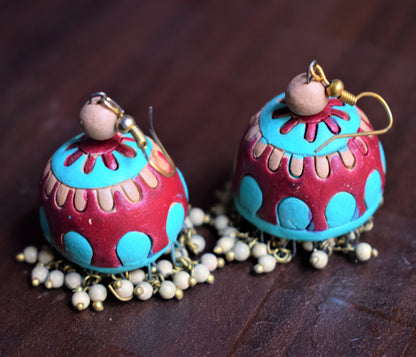 Multicolored Terracotta Jhumka - GlitterGleam