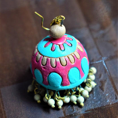 Multicolored Terracotta Jhumka - GlitterGleam