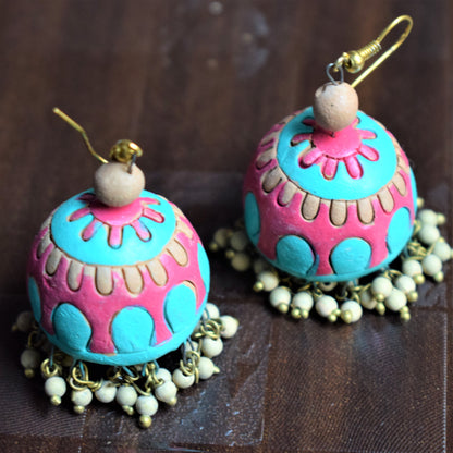 Multicolored Terracotta Jhumka - GlitterGleam
