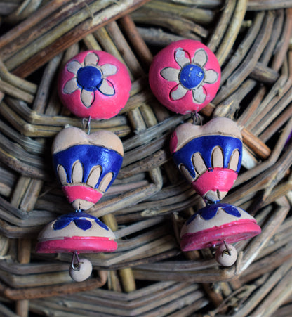 Multicolored Heart Jhumka - GlitterGleam