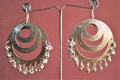 Triple Hoop Danglers with Beads - GlitterGleam