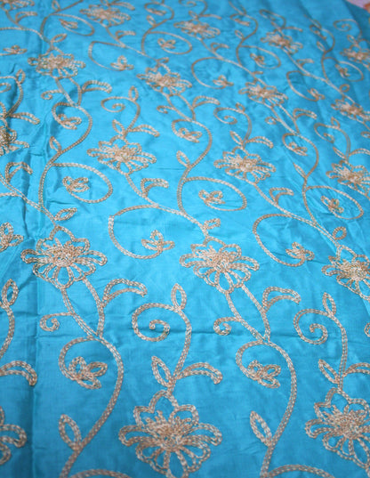 Womens' Heavy Resham Embroidery And Net Design Cotton Silk Salwar Suit - GlitterGleam