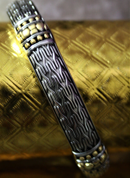 High Quality Hand Crafted Golden Sterling Silver Carved Kada/Bangle - GlitterGleam