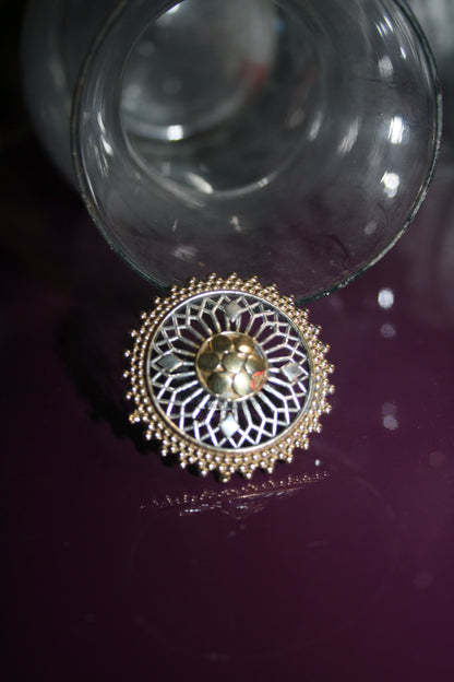 German Silver Chakra Oxidized Finger Ring - GlitterGleam