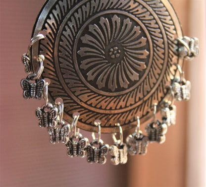 Latest Carved Danglers with Butterfly Beads - GlitterGleam